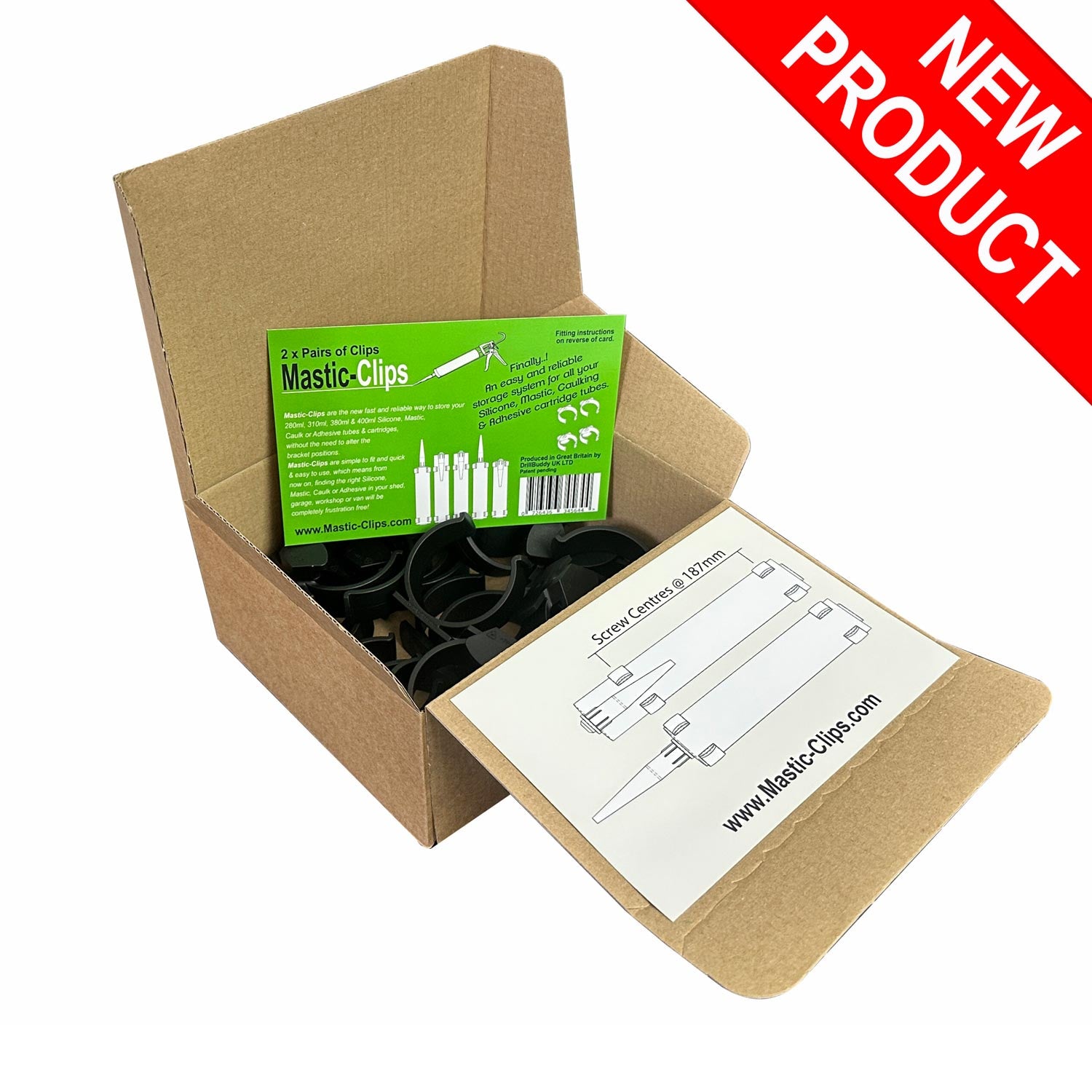 Mastic Clips (10 Pairs of Clips for 10 Cartridge Tubes)