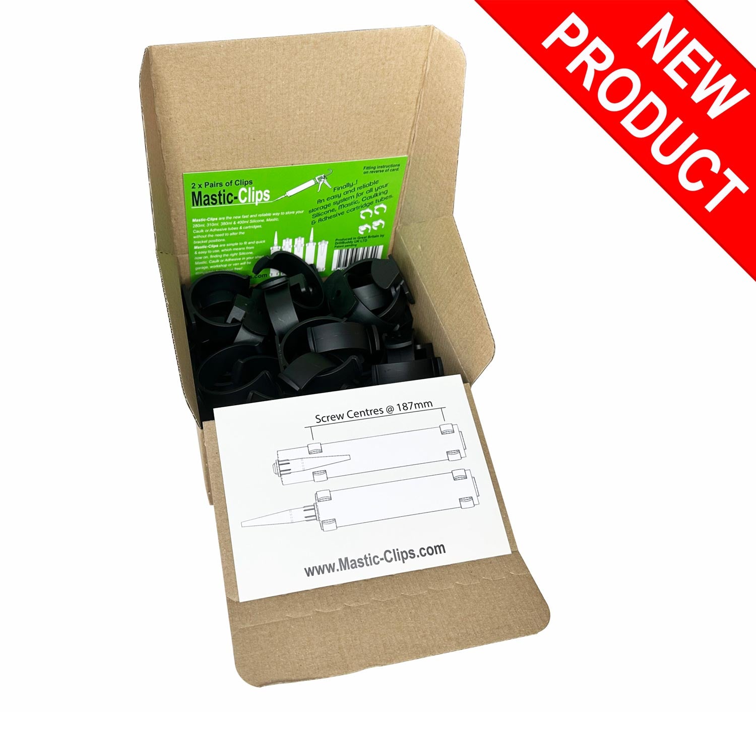 Mastic Clips (20 Pairs of Clips for 20 Cartridge Tubes)