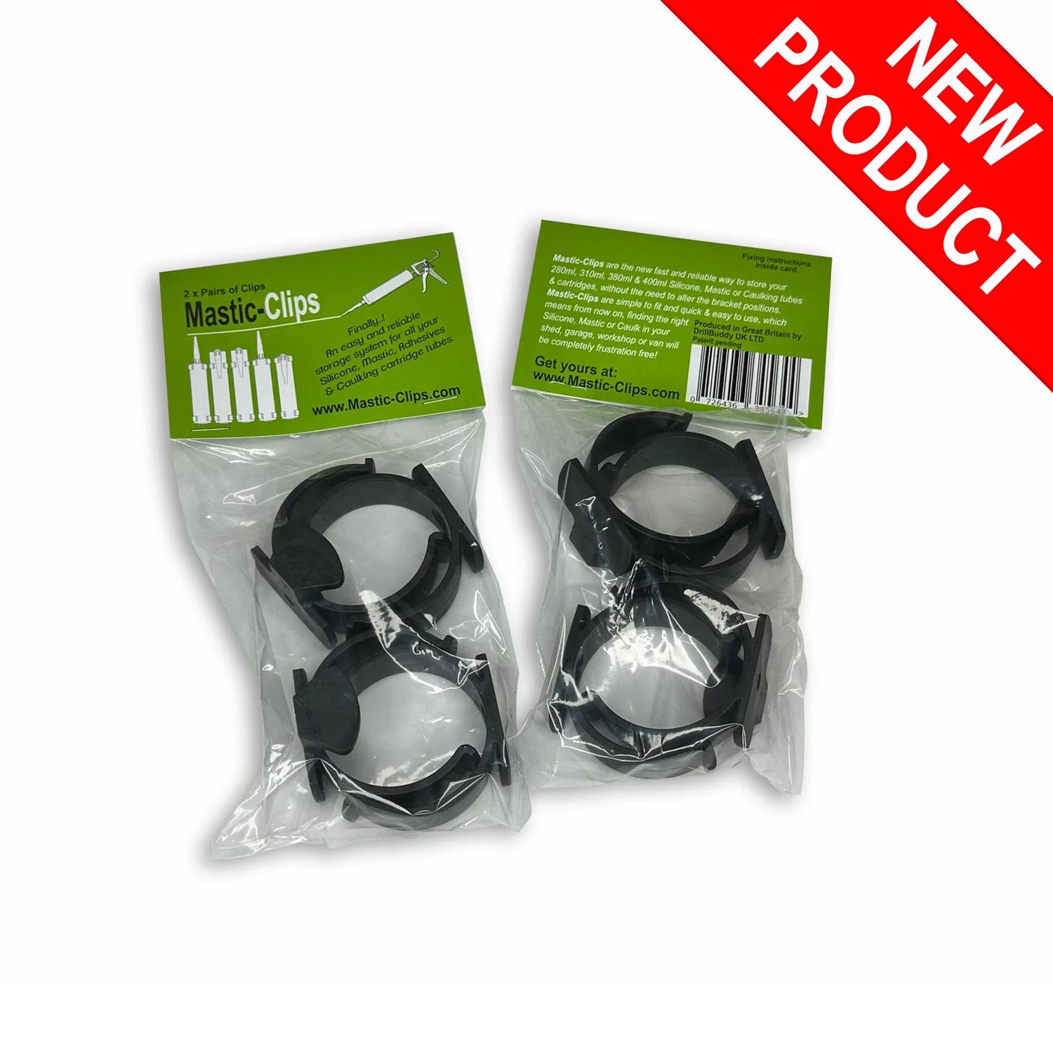 Mastic Clips (4 Pairs of Clips for 4 Cartridge Tubes)